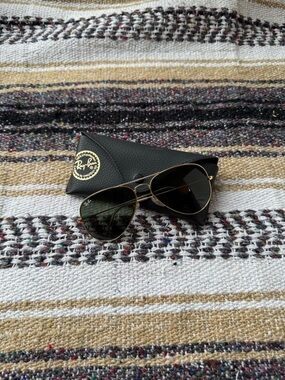 Ray-Ban Aviator Sunglasses - Gold Frame, Dark Green Lenses